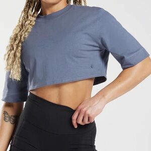 ☁️ Gymshark Cropped Tee in Slate Blue – Size S